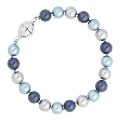 Blue tonal pearl magnetic bracelet
